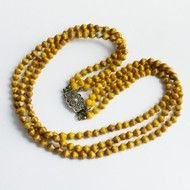 Vintage Multi Strand Painted Yellow Brown Bicone Glass Bead Necklace