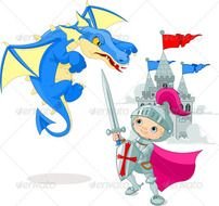 Knight Fighting Dragon Clip Art N5