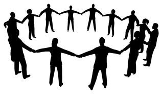 circle of people silhouettes