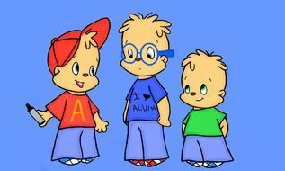 three cartoon characters as a picture for clipart