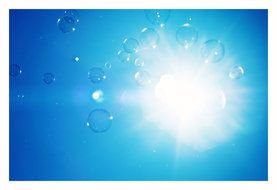 water bubbles in the bright sun in a graphic representation