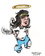 Colorful drawing of the Running Angel clipart