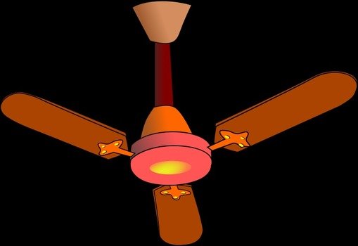 ceiling fan on the black background