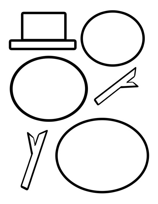 drawn pieces of a snowman on a white sheet