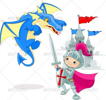 Knight Fighting Dragon Clip Art N5