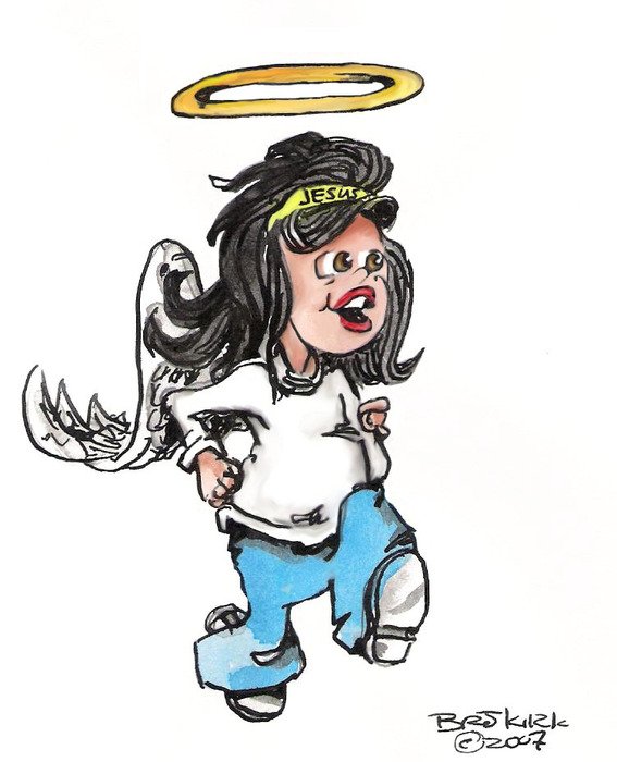 Colorful drawing of the Running Angel clipart