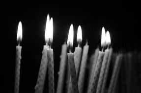 Black and white photo of the Birthday Candles with the flames