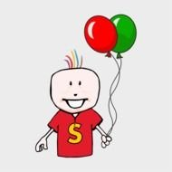 boy with two balloons as a picture for clipart