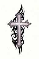 Black and white cross tattoo clipart