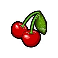 two red cherries as a graphic illustration