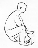 black and white drawing of a man with a box