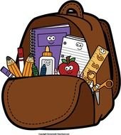 School Supplies In Backpack Clip Art
