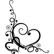 Love Hearts, black and white line art