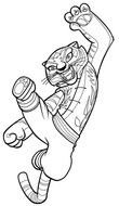 black and white picture of a kungfu panda tiger