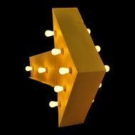painted yellow arrow with bulbs