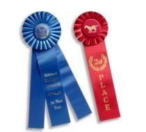 blue and red award ribbons