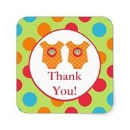 Baby Owl Clothes Twins Shower Sticker With Twin Bodysuit Clothing