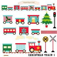 Christmas Train Clip Art drawing