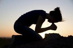 People Praying On Knees drawing