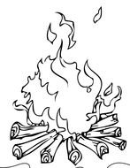 black and white picture of a campfire for coloring