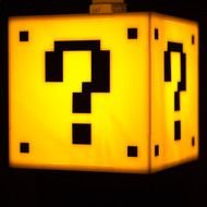 black Question Mark on Yellow cube, drawing