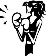 silhouette of a punching woman
