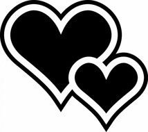 Two Hearts together, black and white