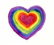 watercolor rainbow heart