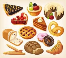 Cartoon Bakery Food as a picture for a clipart