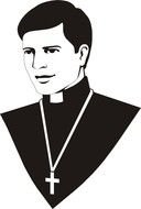 Black and white drawing of the priest clipart