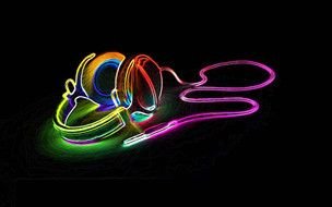 Cool colorful Neon headphones, drawing