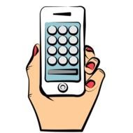 phone in hand as a graphic illustration
