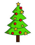 Green Christmas Tree with the colorful decorations clipart