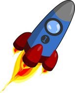 cartoon rocket witn number one on side