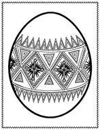 painted black and white easter egg with a pattern