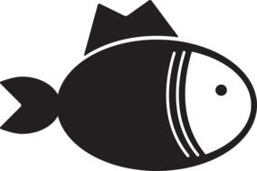 painted black fish on a white background
