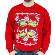 a red sweater with a picture of Ninja Turtles