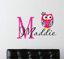 Owl Baby Nursery Name Wall Decals drawing