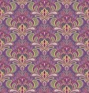 purple and green oriental floral seamless Pattern