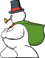 nowman with a green bag and a pipe instead of a nose