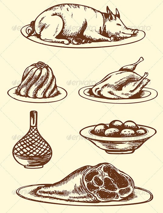 Hand Drawn Vector Food