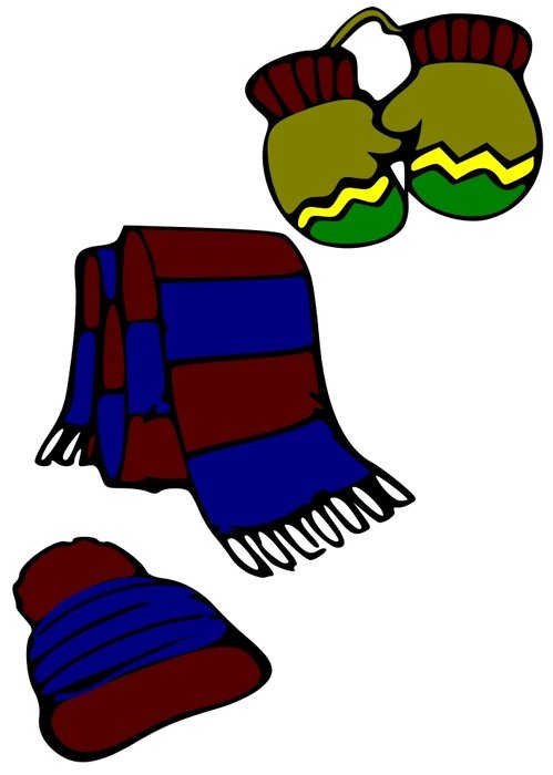 Clip Art of Mittens and Hats and Scarves