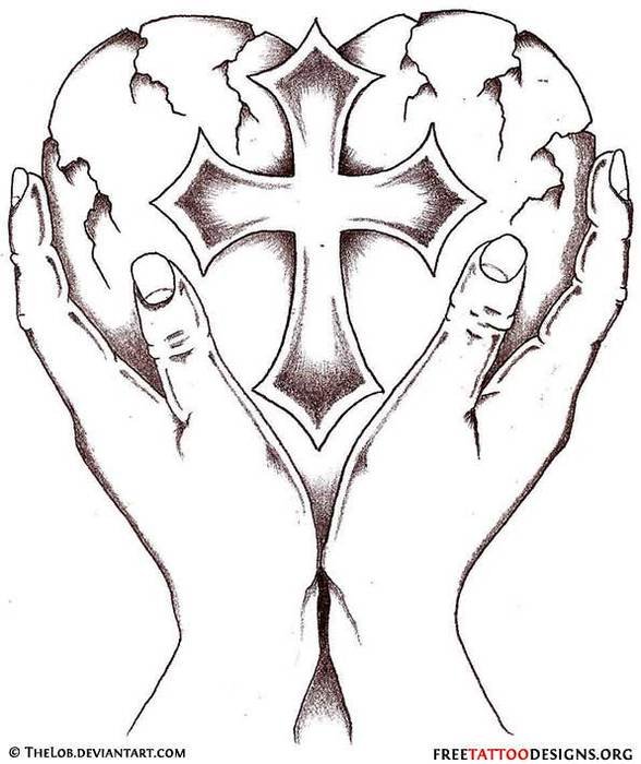 Cross With Heart Tattoo Drawing