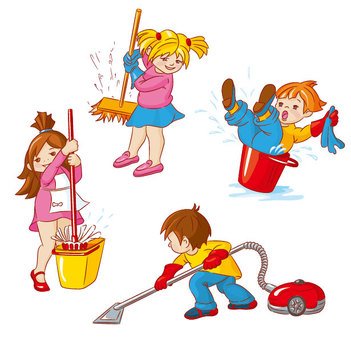 Kids Clean Up Toys Clip Art