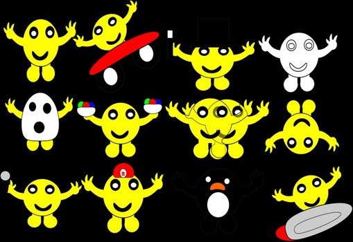 set of funny smileys with wide open hands, Clip Art