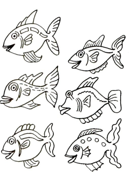 coloring page with fishes
