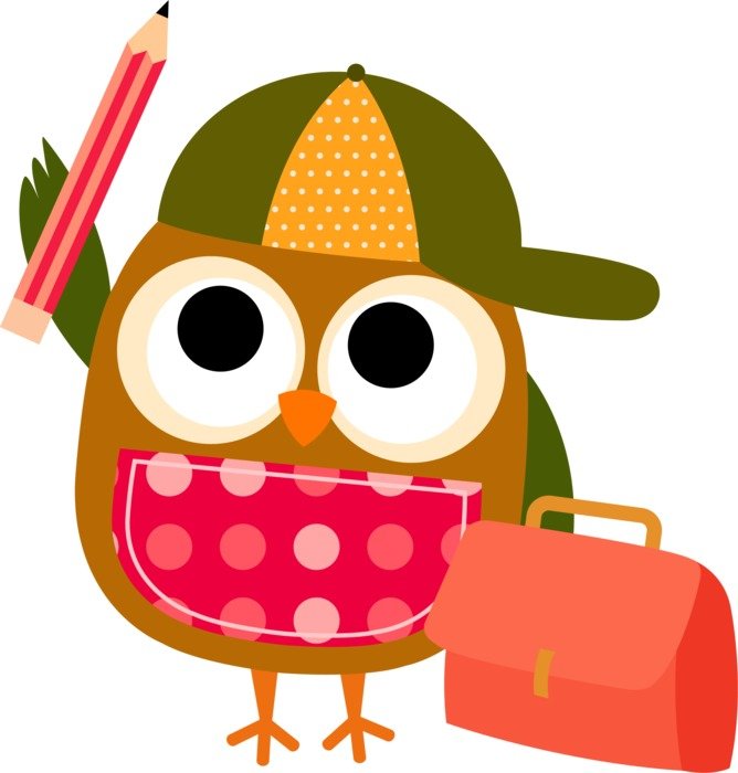 Cartoon owl with the stuff clipart