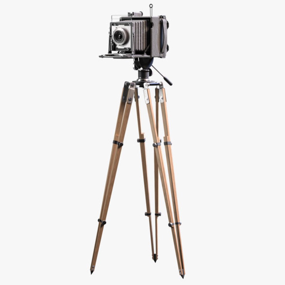 Old Camera On Tripod Clip Art