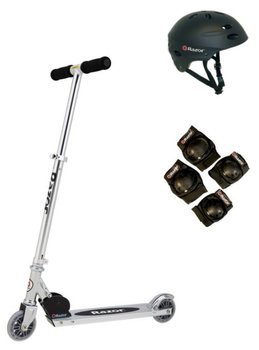 Scooter Clear With Child Helmet Elbow Knee Pads Skateboards Scooters