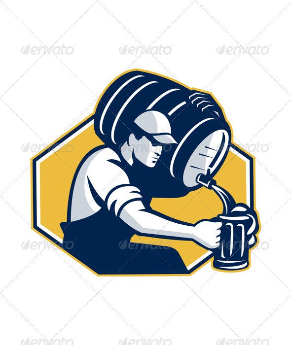 Graphic Illustration Beer Barrel And Mug